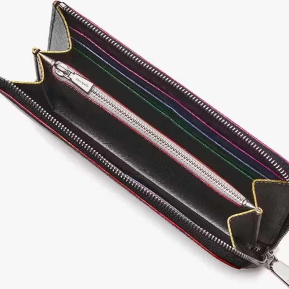 NWT Kate Spade Devin Glitter Edged Zip-around Continental Wallet